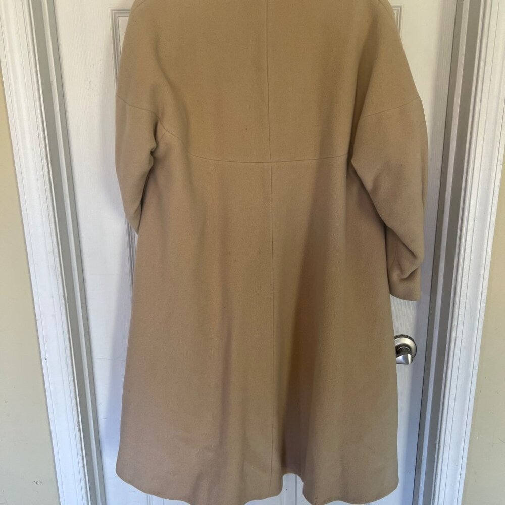 Vintage Hochschild Kohn Camel Fur Collar Swing Coat Overcoat Cape Retro 50s 60s - Picture 5 of 14